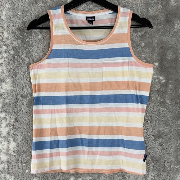 Patagonia Womens Size XS Organic Cotton Striped Round Neck Sleeveless Tank Top - Picture 1 of 7